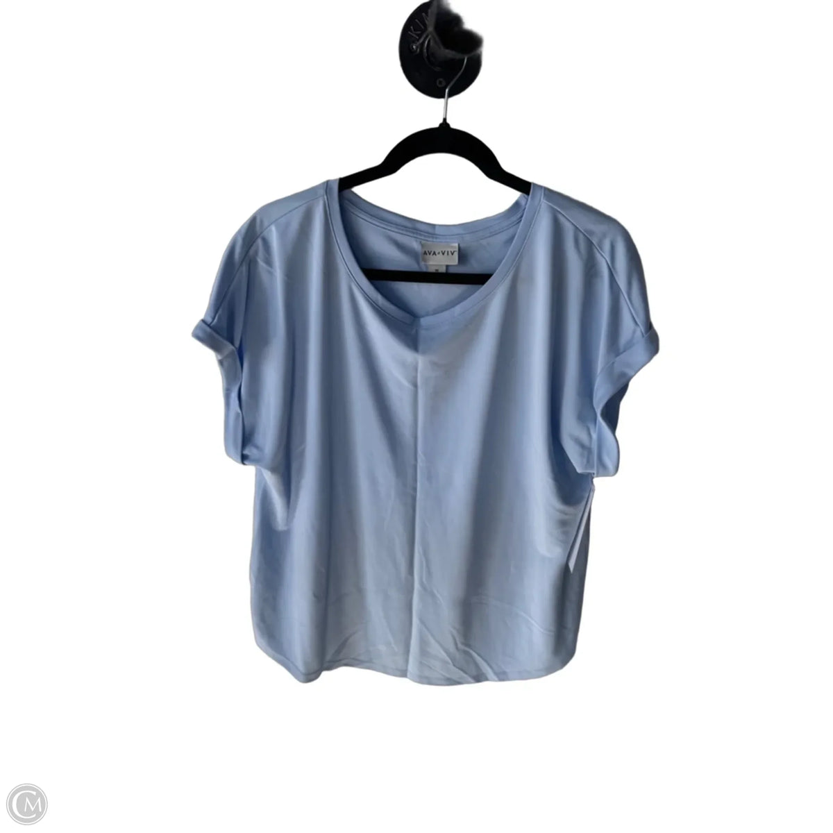 Top Short Sleeve Basic By Ava & Viv In Blue, Size: 1x