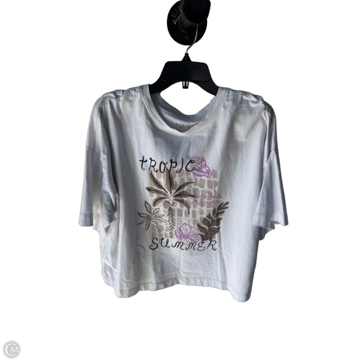 Top Short Sleeve Basic By Loft In Brown & White, Size: Xxl