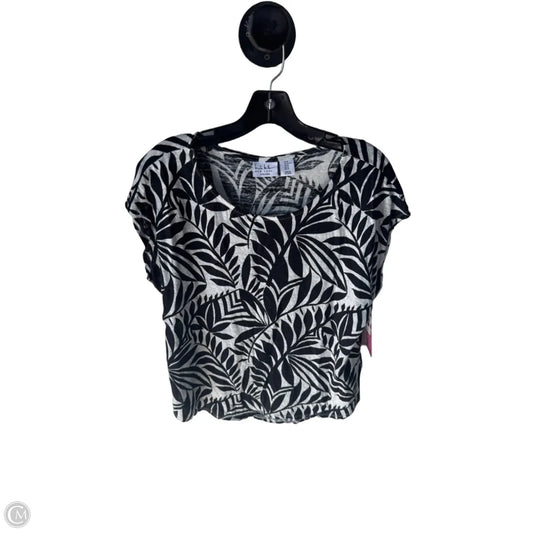 Top Short Sleeve By Nicole By Nicole Miller In Black & White, Size: Xl