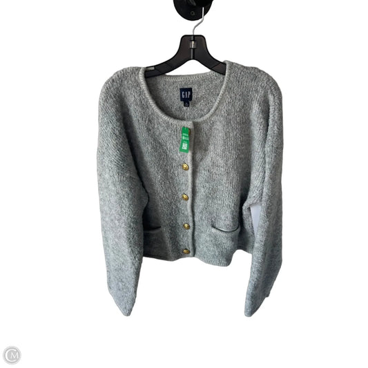 Sweater Cardigan By Gap In Grey, Size: L