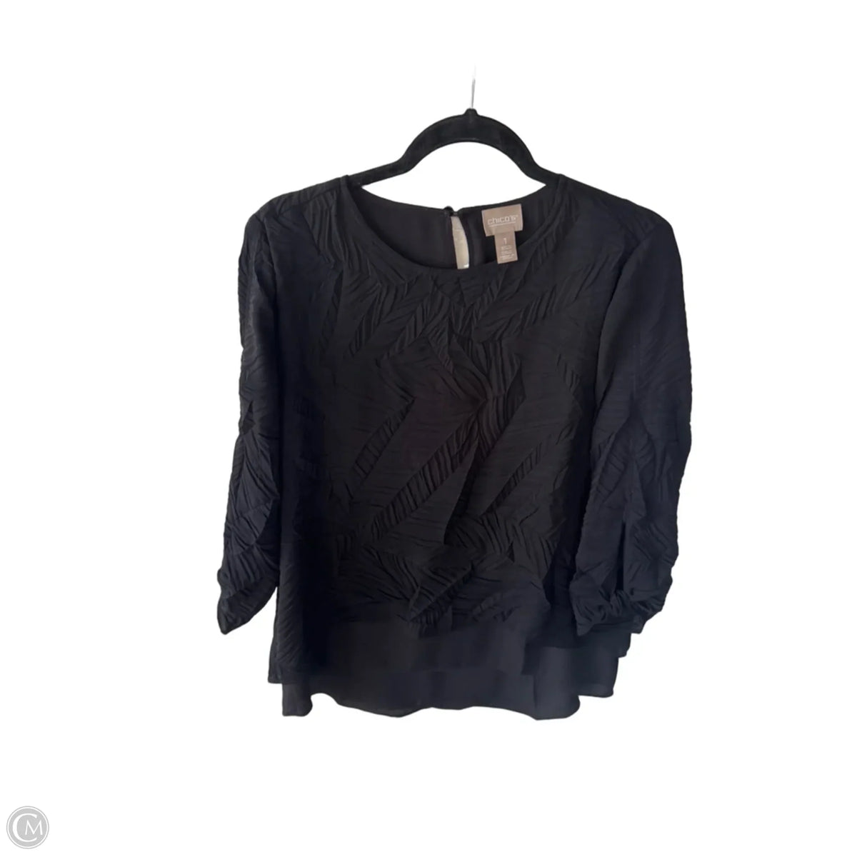 Top 3/4 Sleeve By Chicos In Black, Size: M