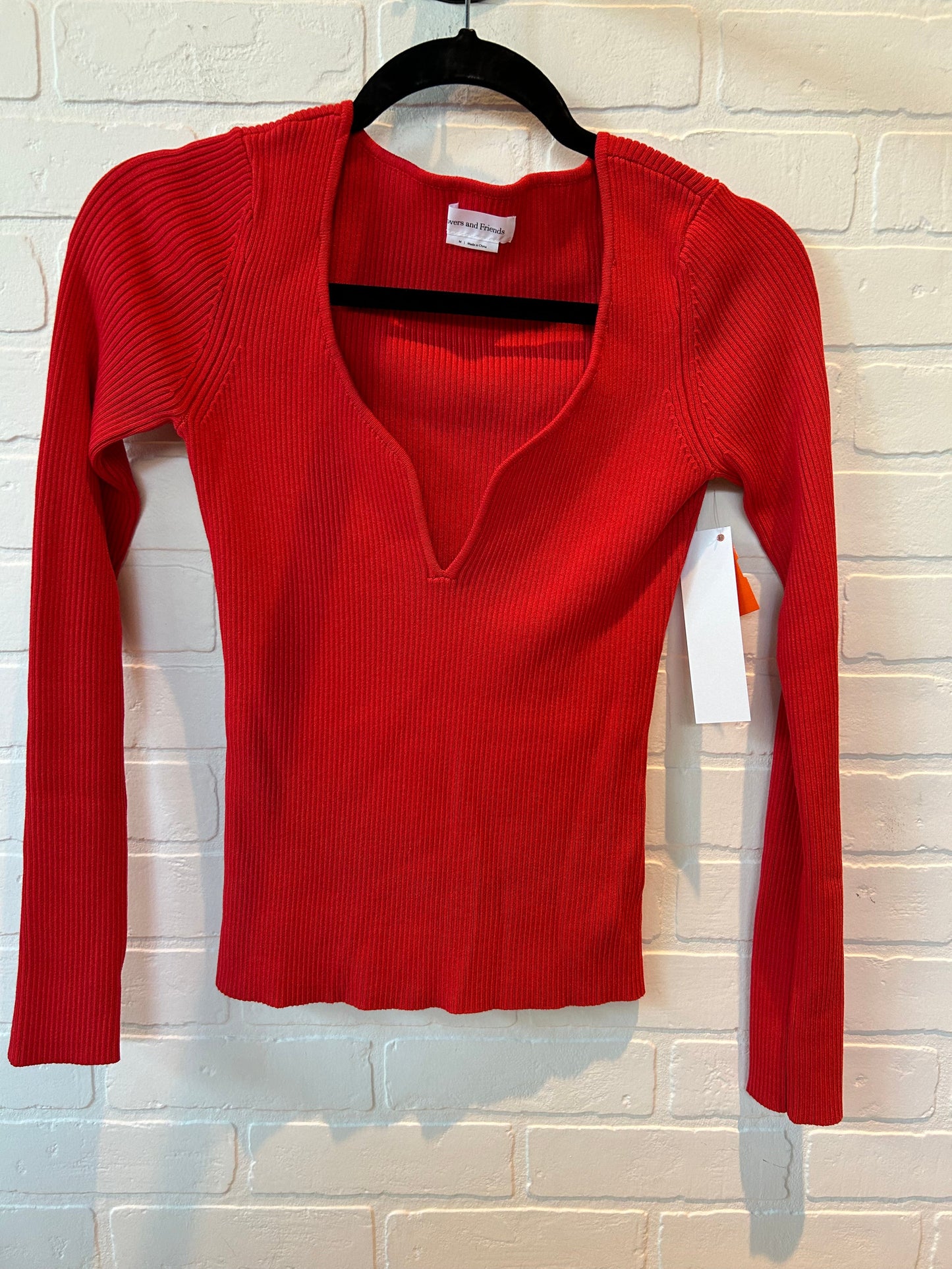 Red Top Long Sleeve Basic Lovers and Friends, Size M