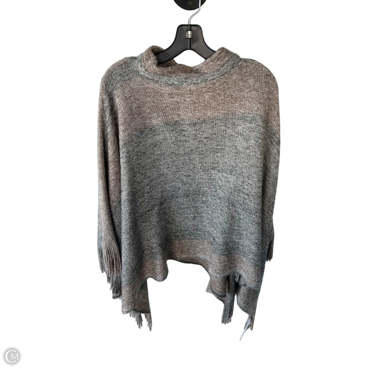 Poncho By Clothes Mentor In Grey & Tan, Size: Osfm