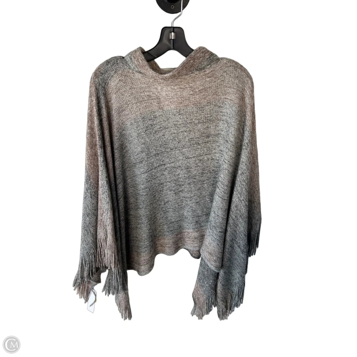 Poncho By Clothes Mentor In Grey & Tan, Size: Osfm