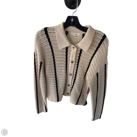 Sweater Cardigan By Blu Pepper In Black & Cream, Size: L
