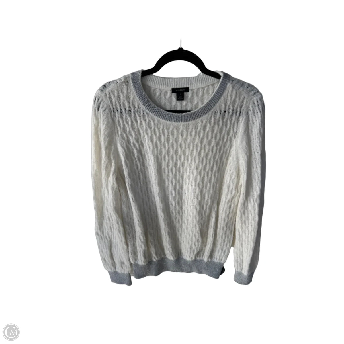 Sweater By Halogen In Silver & White, Size: L