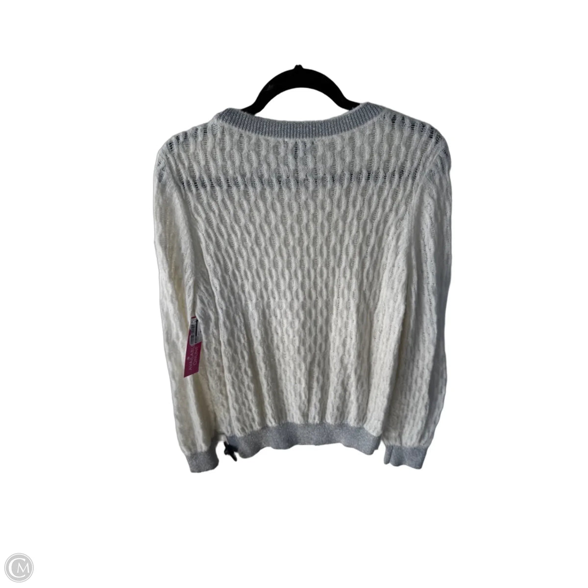Sweater By Halogen In Silver & White, Size: L