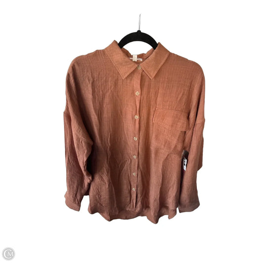 Top Long Sleeve By Blu Pepper In Brown, Size: M