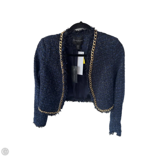 Blazer Designer By Christian Lacroix In Blue & Gold, Size: Xs