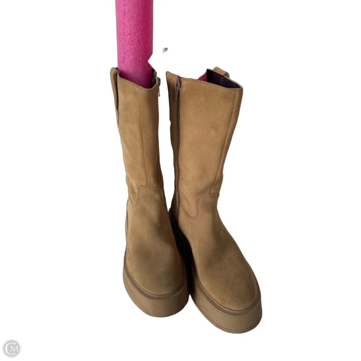 Boots Mid-calf Flats By Cmc In Tan, Size: 7.5
