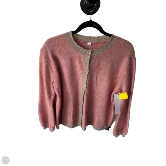 Sweater Cardigan By Cme In Pink & Tan, Size: S