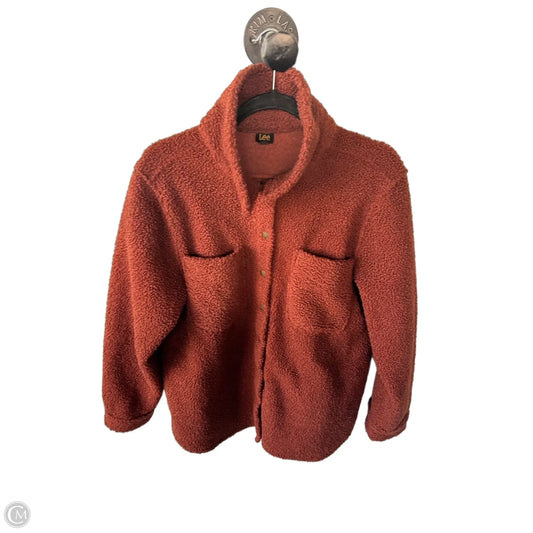 Jacket Shirt By Lee In Brown, Size: L
