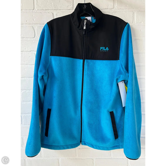 Jacket Fleece By Fila In Black & Blue, Size: L