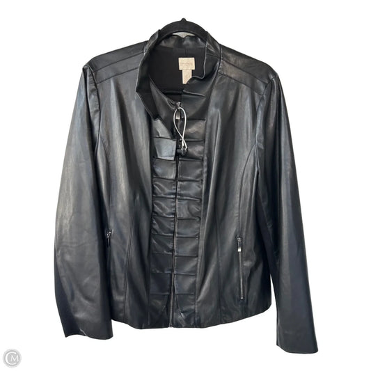 Jacket Moto By Chicos In Black, Size: L