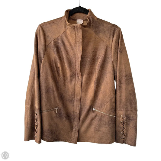 Jacket Moto By Chicos In Brown, Size: M