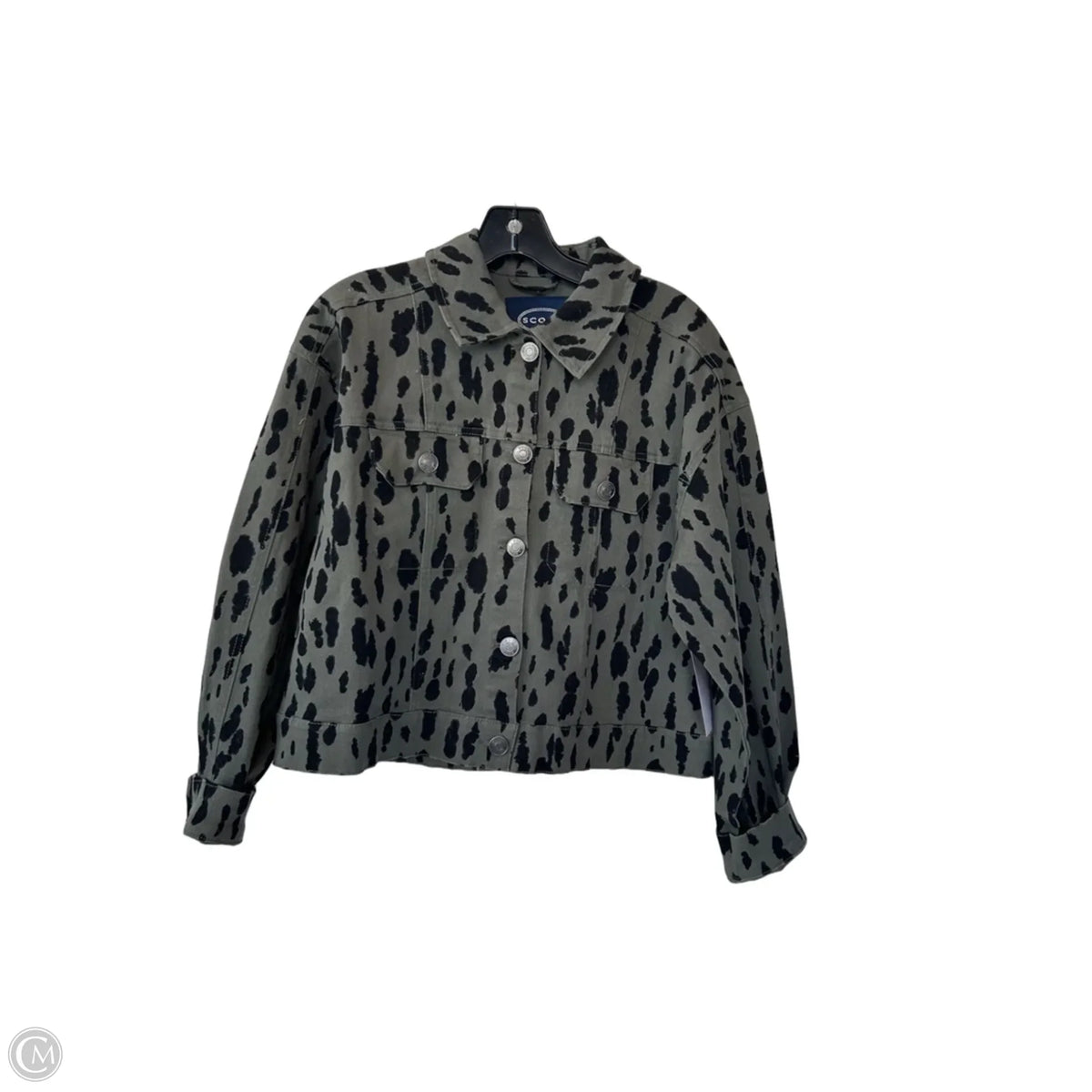 Jacket Denim By Scoop In Black & Green, Size: S