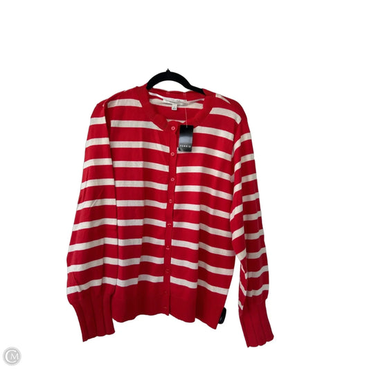 Sweater Cardigan By Torrid In Cream & Red, Size: 1x