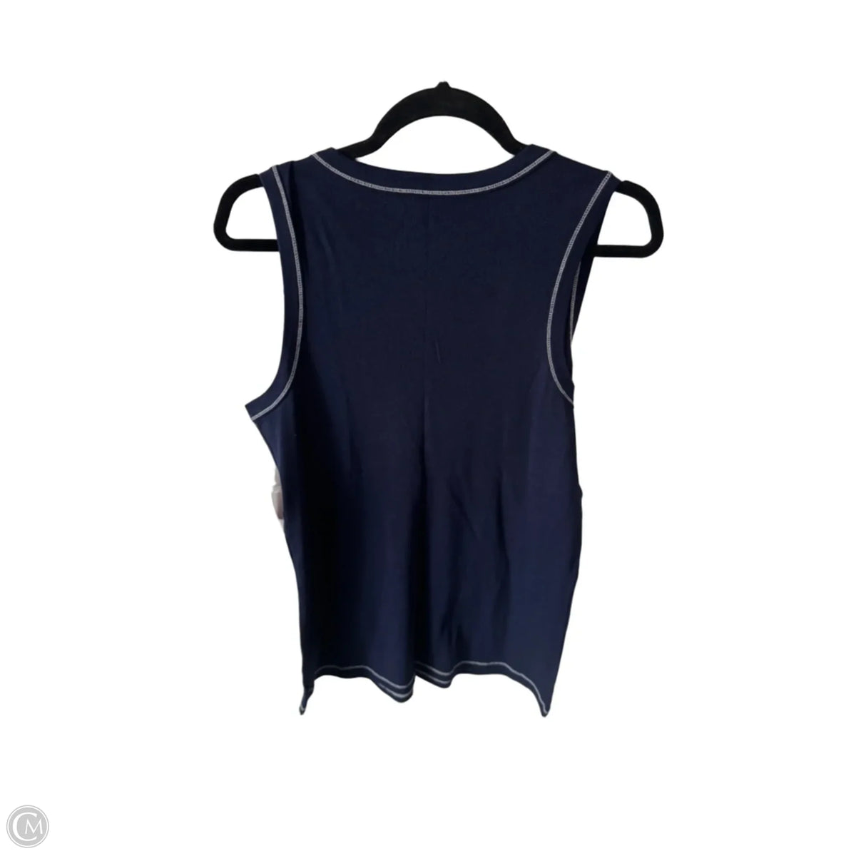 Top Sleeveless Basic By 24/7 In Blue & White, Size: 1x