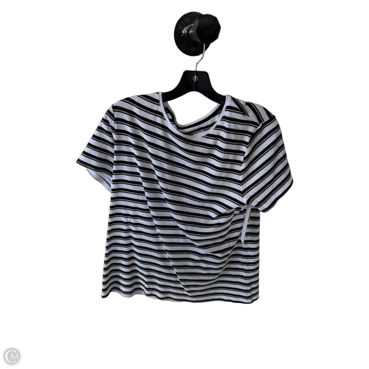Top Short Sleeve Basic By Croft And Barrow In Black & White, Size: L