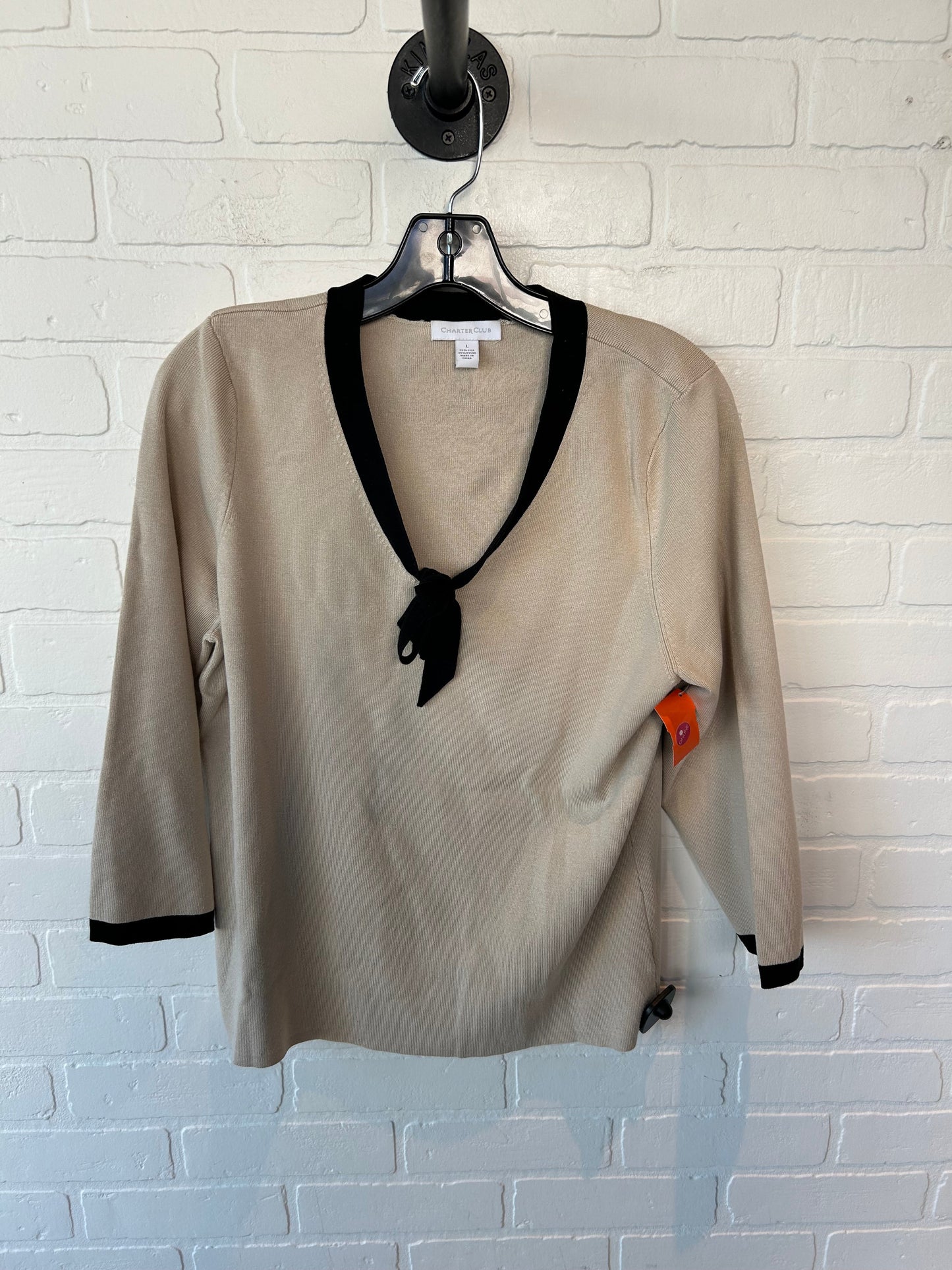 Sweater By Charter Club In Tan, Size: L