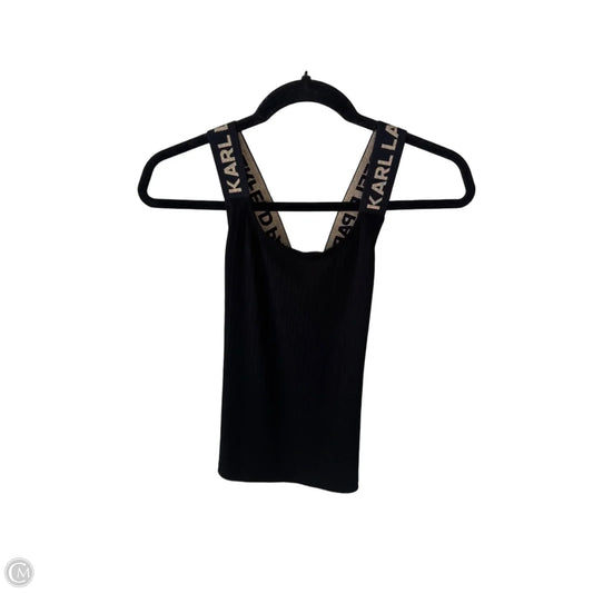 Top Sleeveless Designer By Karl Lagerfeld In Black & Gold, Size: Xxs