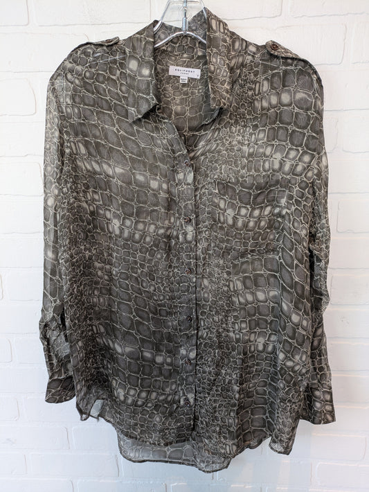 Snakeskin Print Top Long Sleeve Equipment, Size S