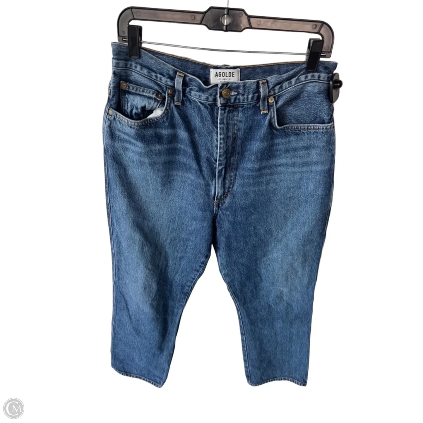 Jeans Straight By Agolde In Blue Denim, Size: 12