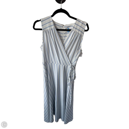 Dress Casual Midi By Calvin Klein In Blue & White, Size: M
