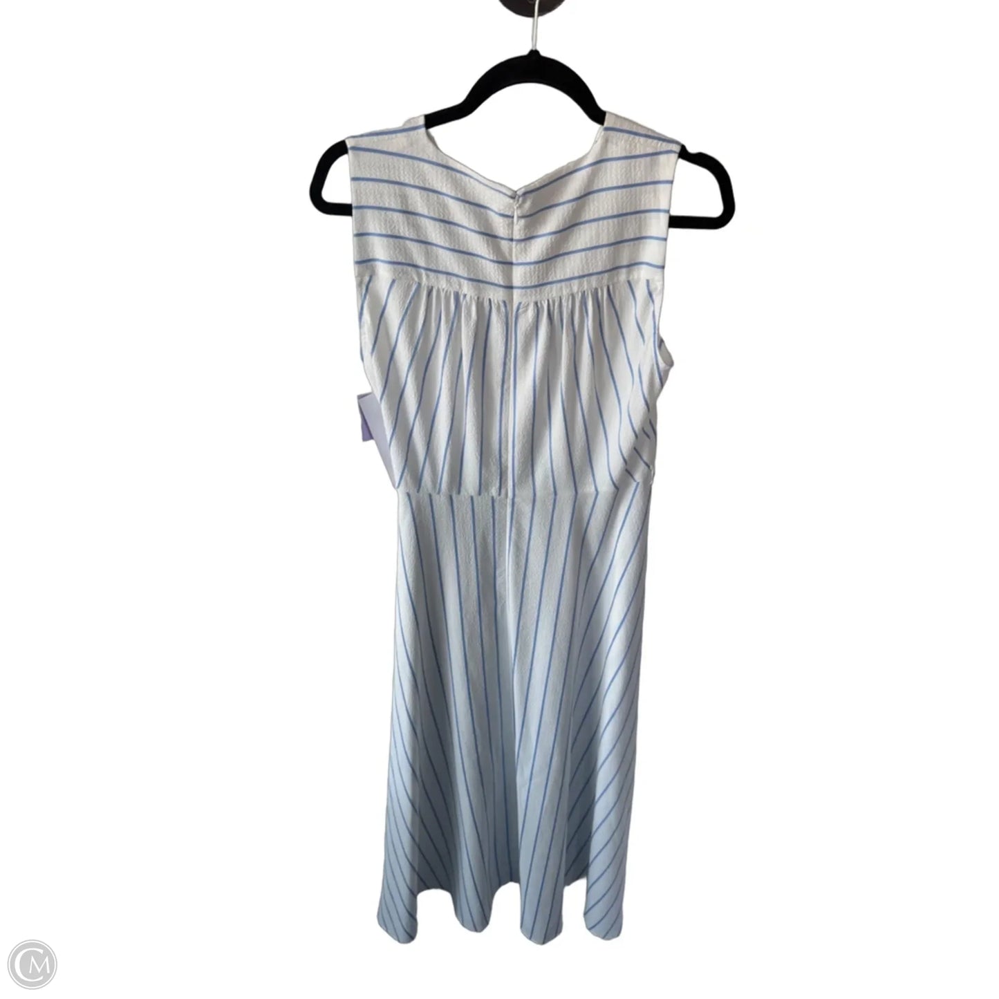 Dress Casual Midi By Calvin Klein In Blue & White, Size: M