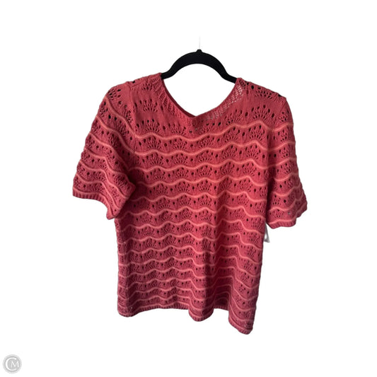 Sweater Short Sleeve By Denim And Company In Orange, Size: L
