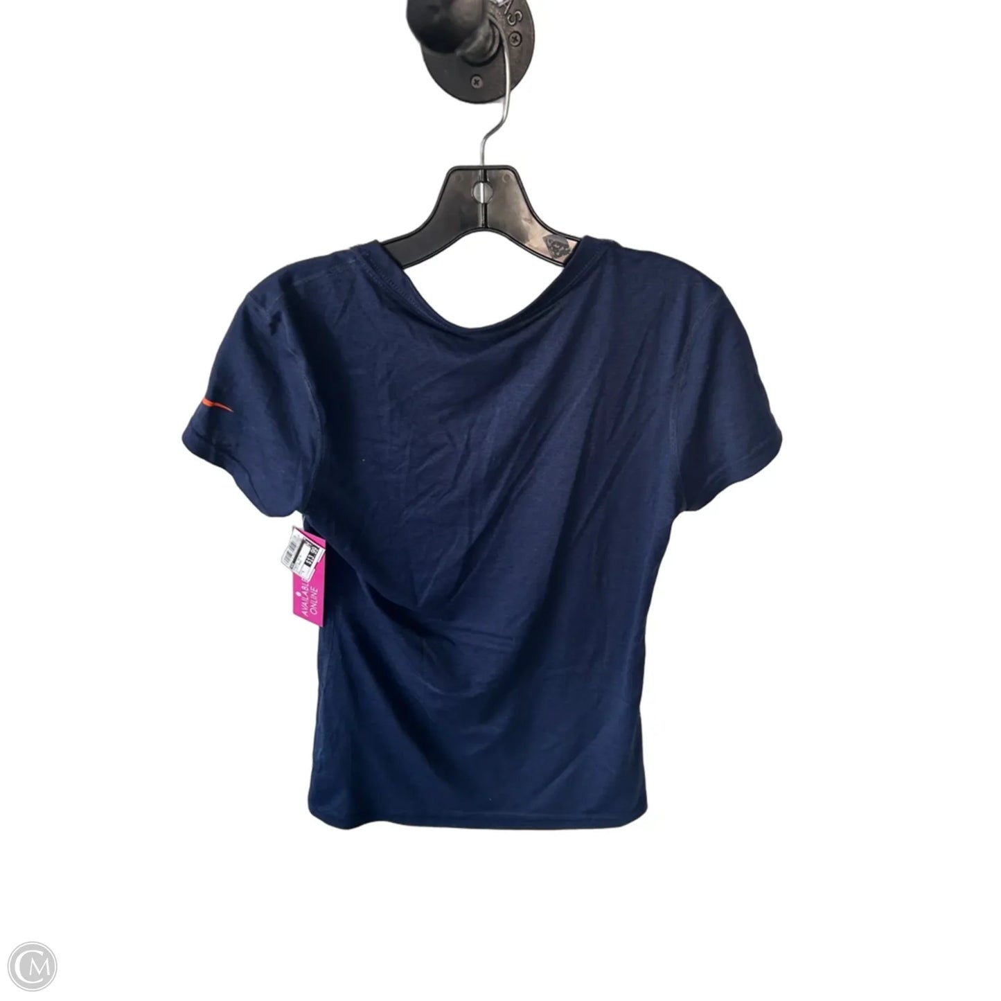 Athletic Top Short Sleeve By Nike In Blue & Orange, Size: S