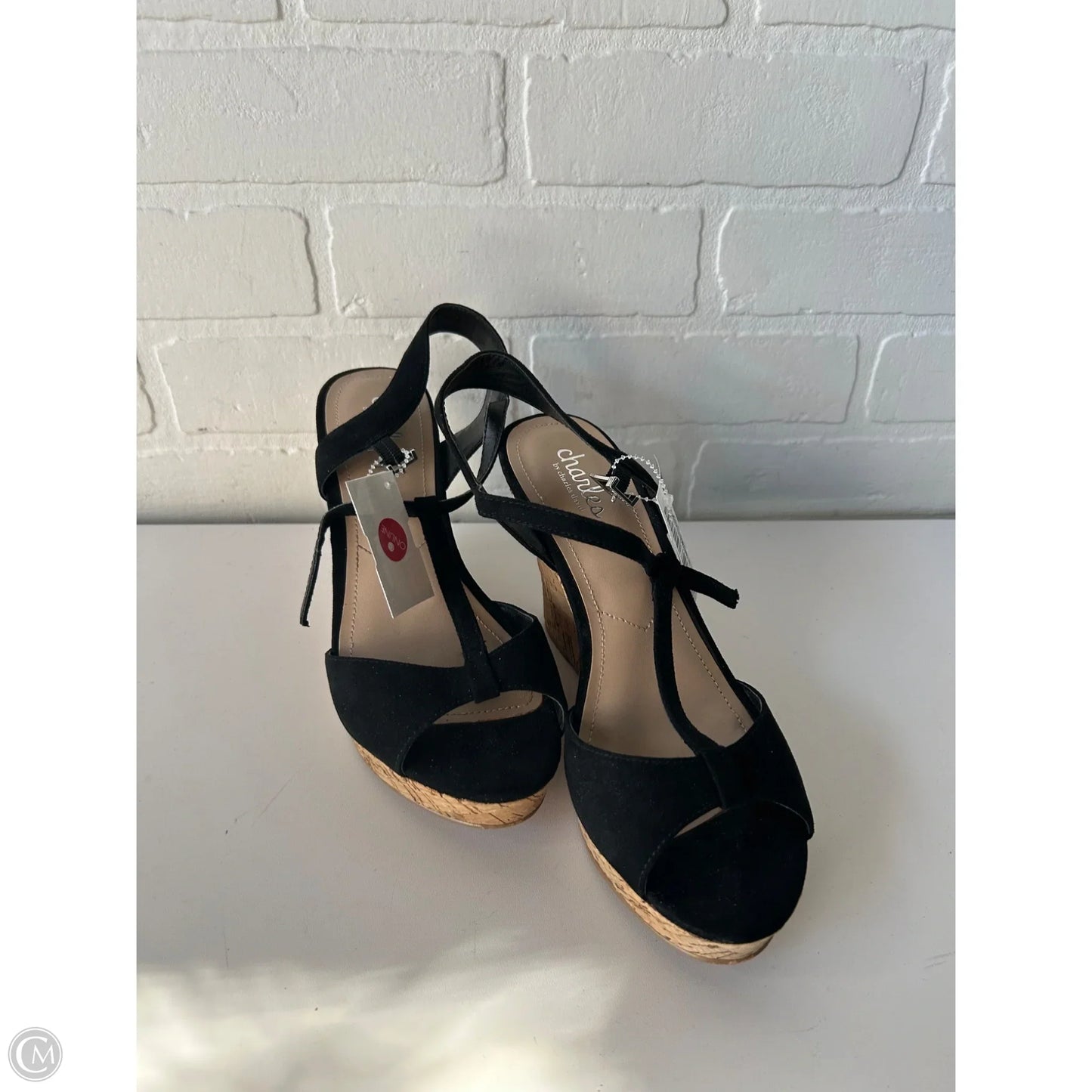 Sandals Heels Wedge By Charles By Charles David In Black & Tan, Size: 7