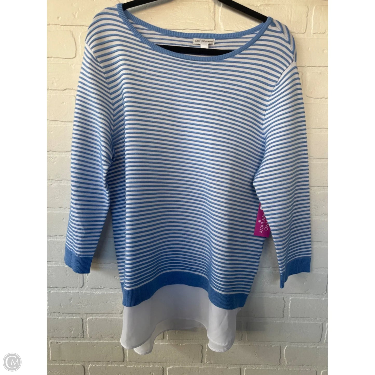 Sweater By Croft And Barrow In Blue & White, Size: M