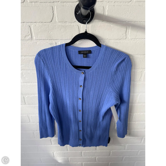 Sweater Cardigan By Ann Taylor In Blue, Size: L
