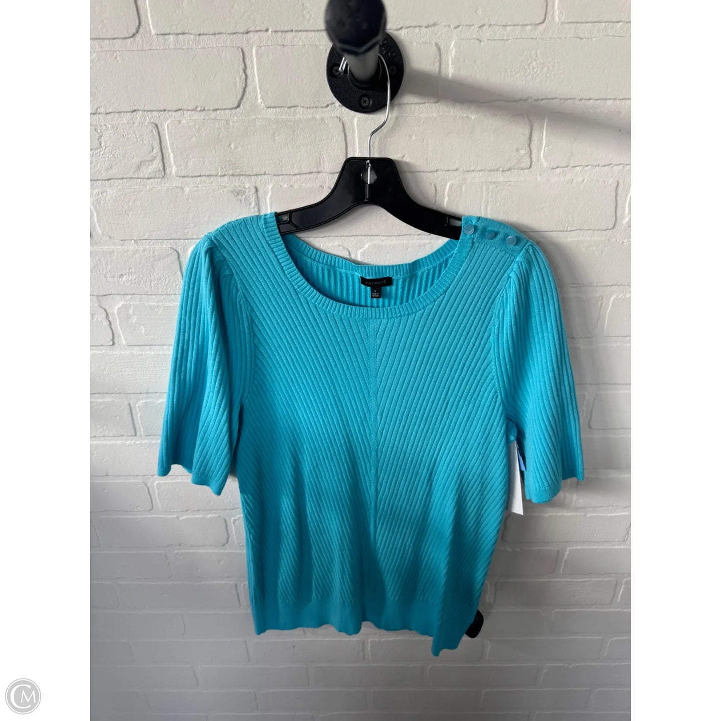 Sweater Short Sleeve By Talbots In Blue, Size: L
