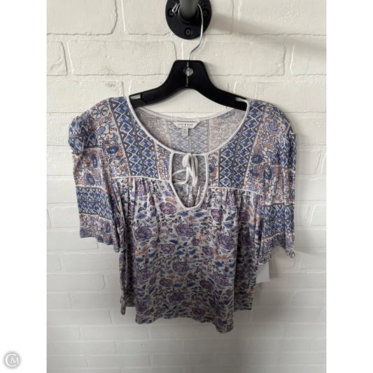 Top Short Sleeve By Lucky Brand In Blue & Purple, Size: S