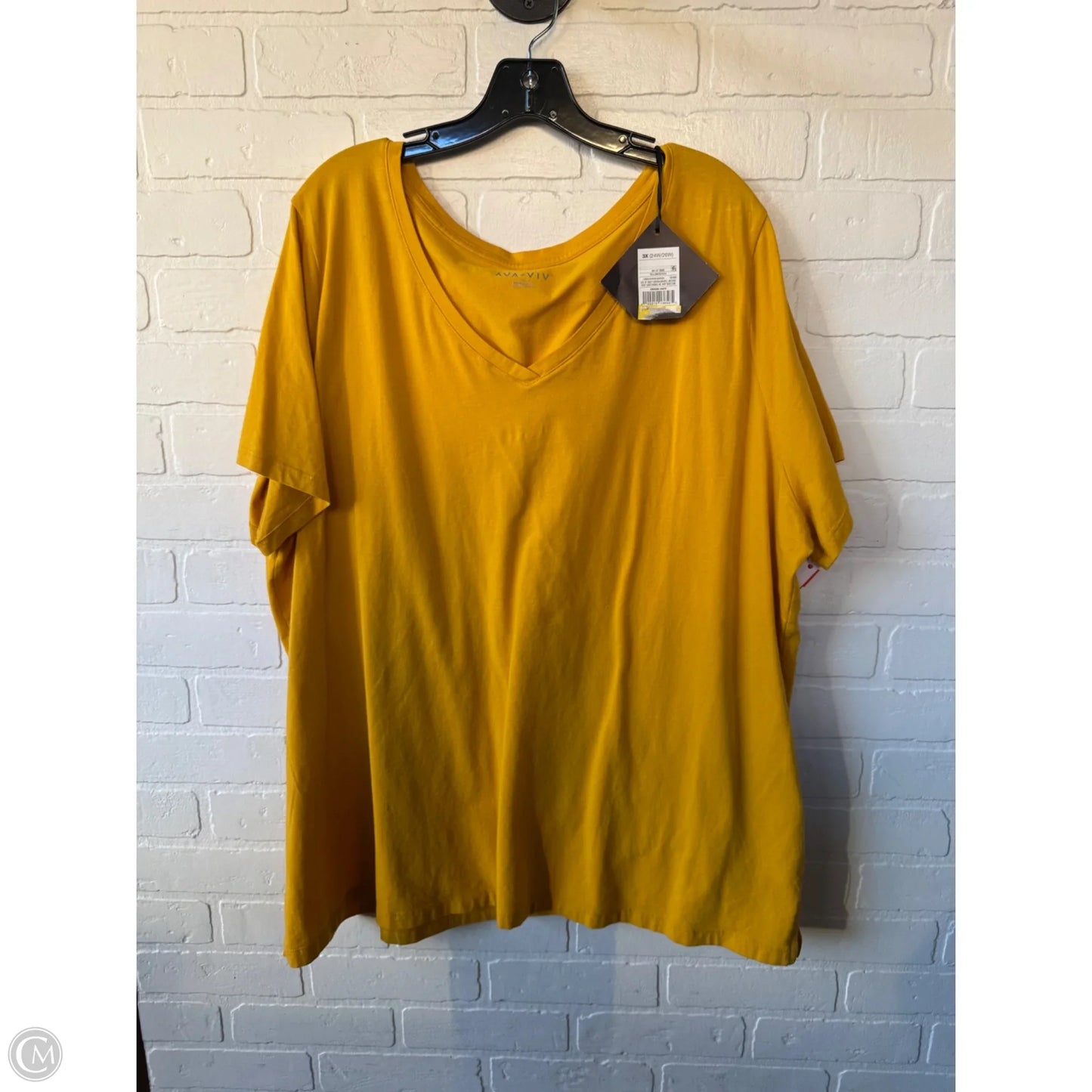 Top Short Sleeve Basic By Ava & Viv In Yellow, Size: 3x