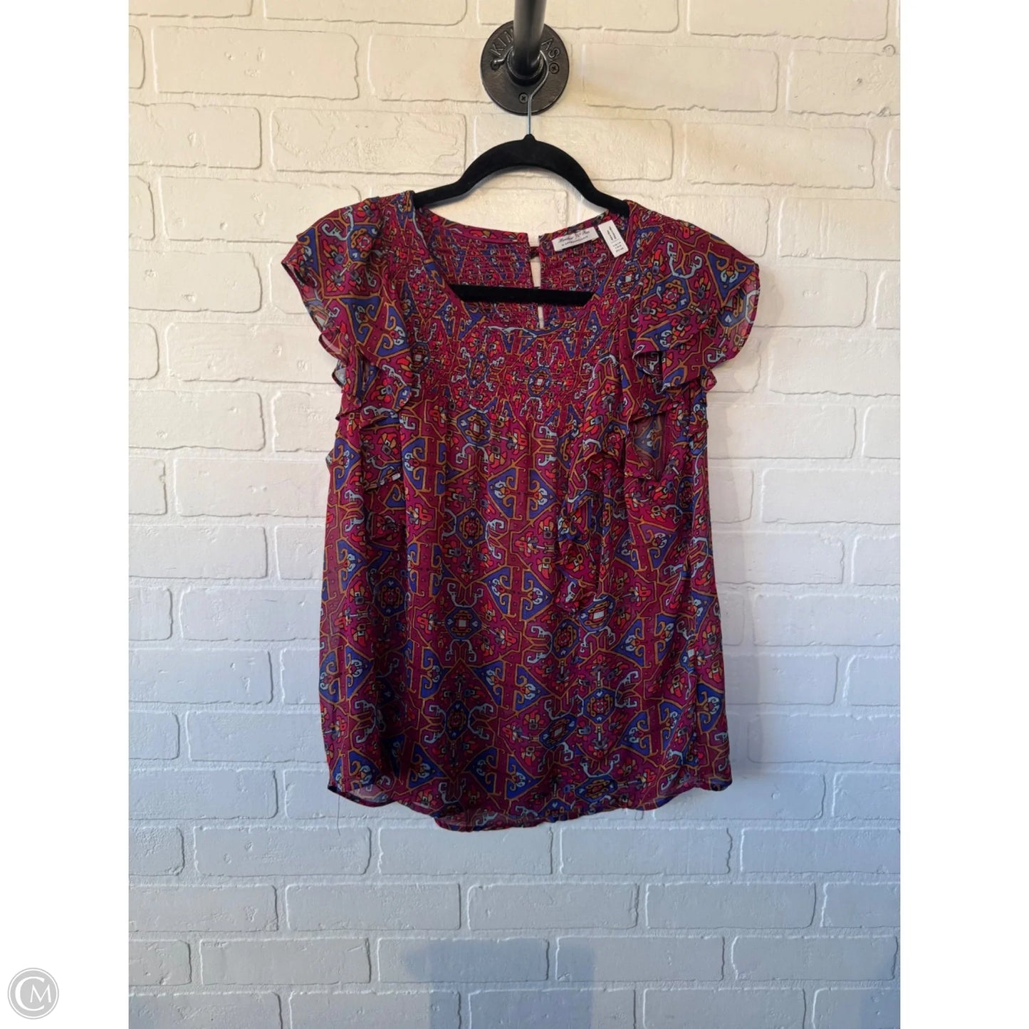 Top Short Sleeve By Meadow Rue In Blue & Pink, Size: M