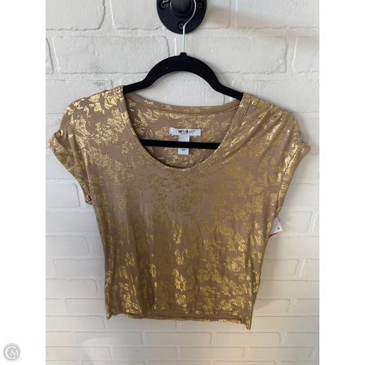 Top Short Sleeve Basic By White House Black Market In Gold & Tan, Size: Xxs