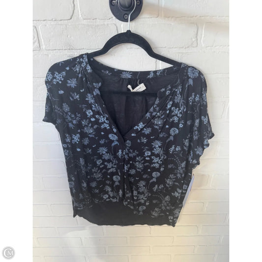 Top Short Sleeve By Lucky Brand In Black & Blue, Size: S