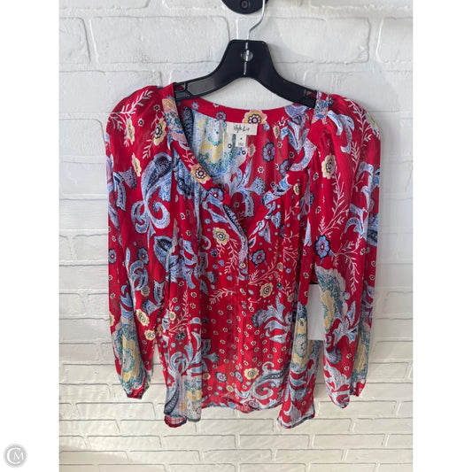 Top Long Sleeve By Style And Company In Blue & Red, Size: M