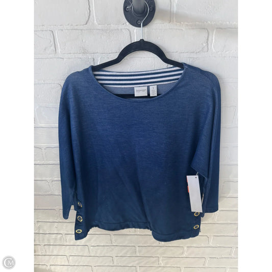 Top 3/4 Sleeve By Chicos In Blue & White, Size: M