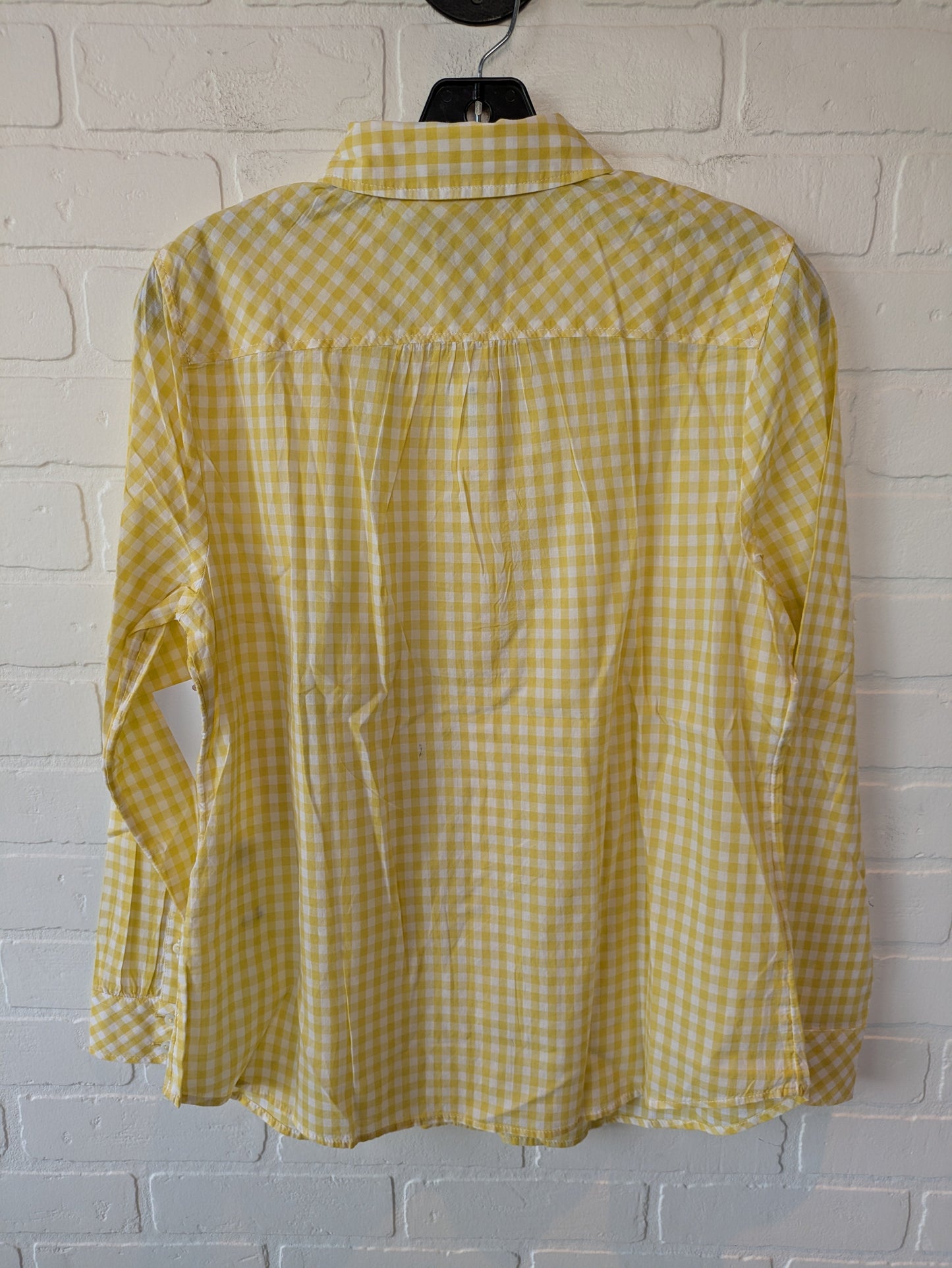 Top Long Sleeve By Talbots In White & Yellow, Size: M