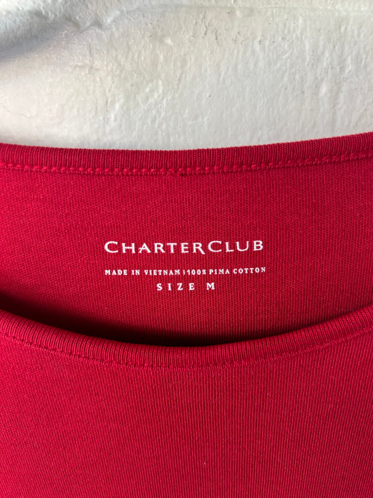 Top Long Sleeve By Charter Club In Red, Size: M