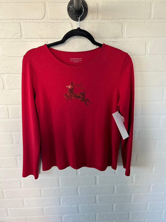 Top Long Sleeve By Charter Club In Red, Size: M