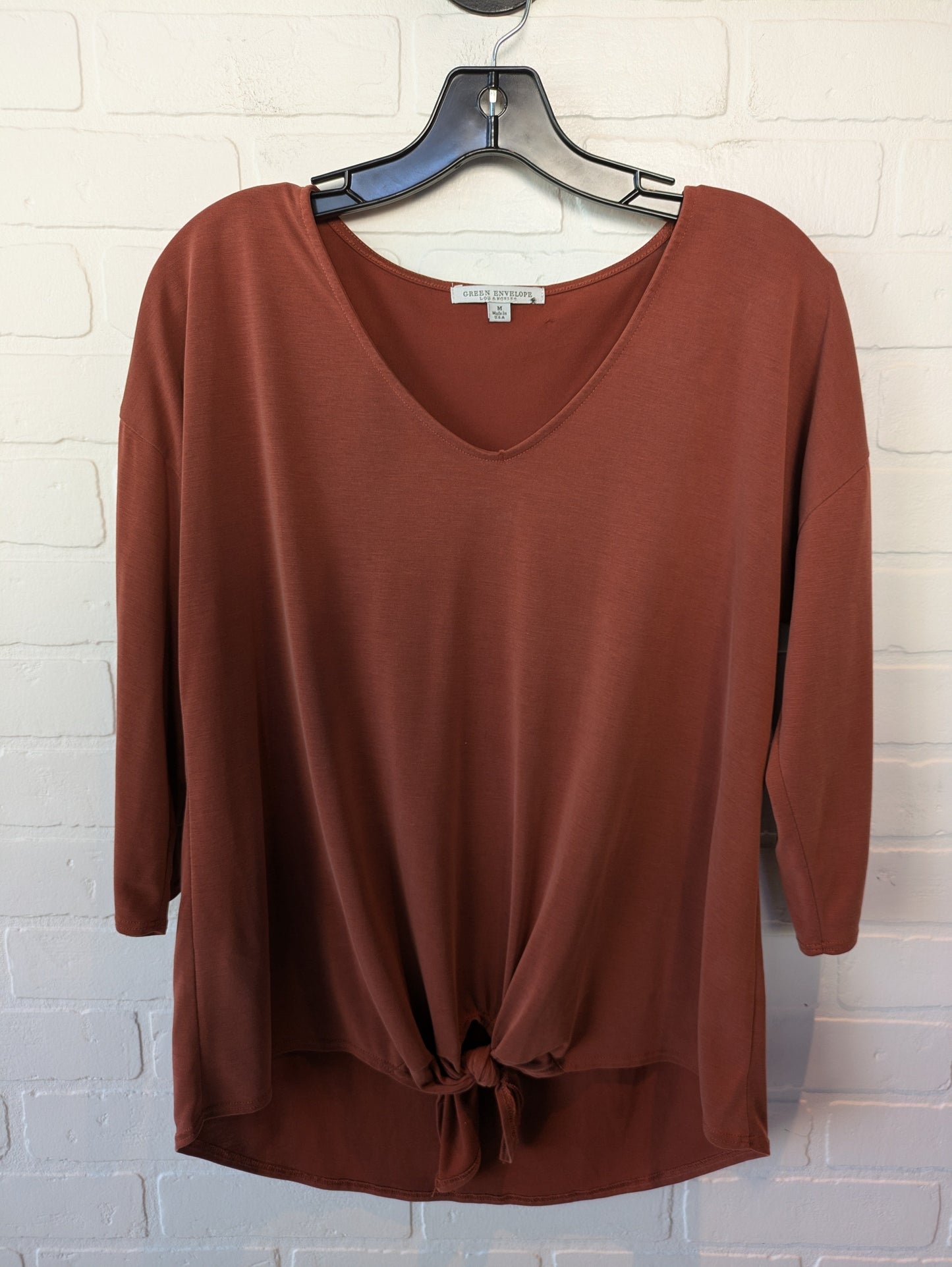 Top 3/4 Sleeve By Green Envelope In Orange, Size: M