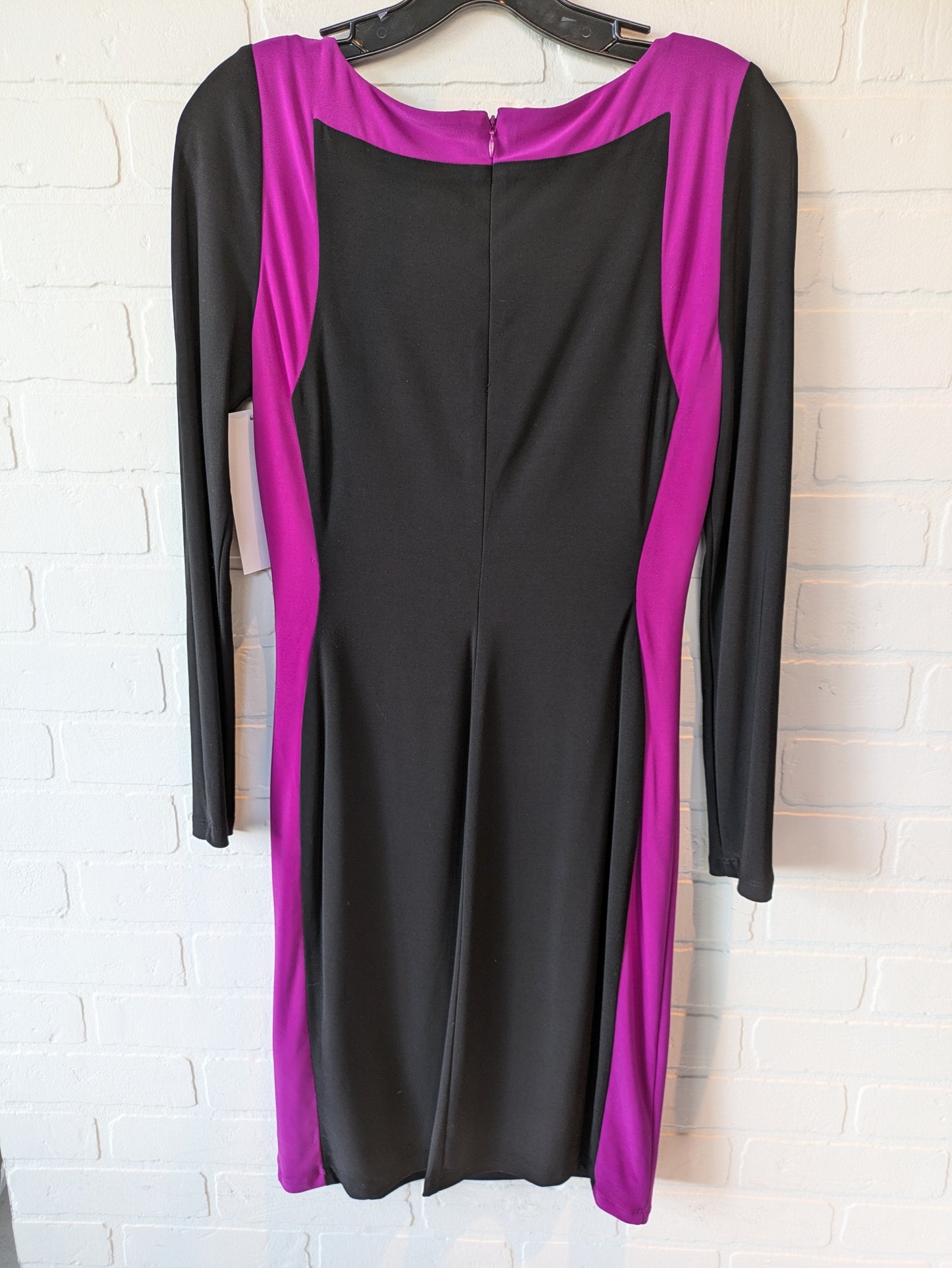 Dress Casual Midi By Lauren By Ralph Lauren In Black & Purple, Size: S