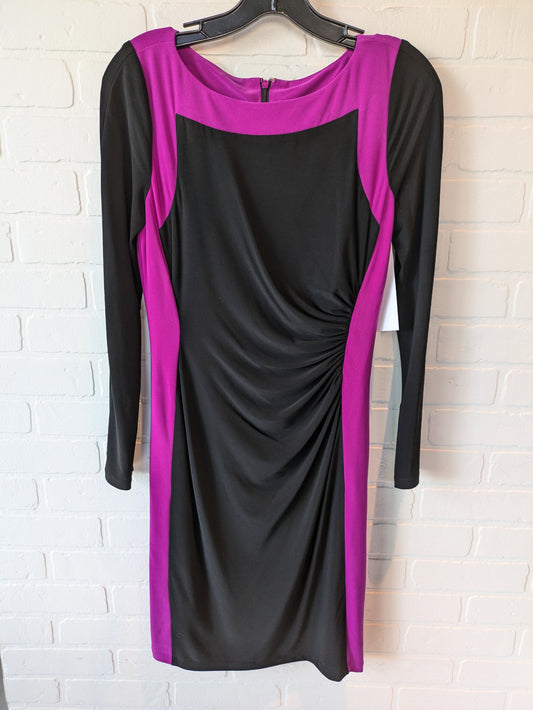 Dress Casual Midi By Lauren By Ralph Lauren In Black & Purple, Size: S