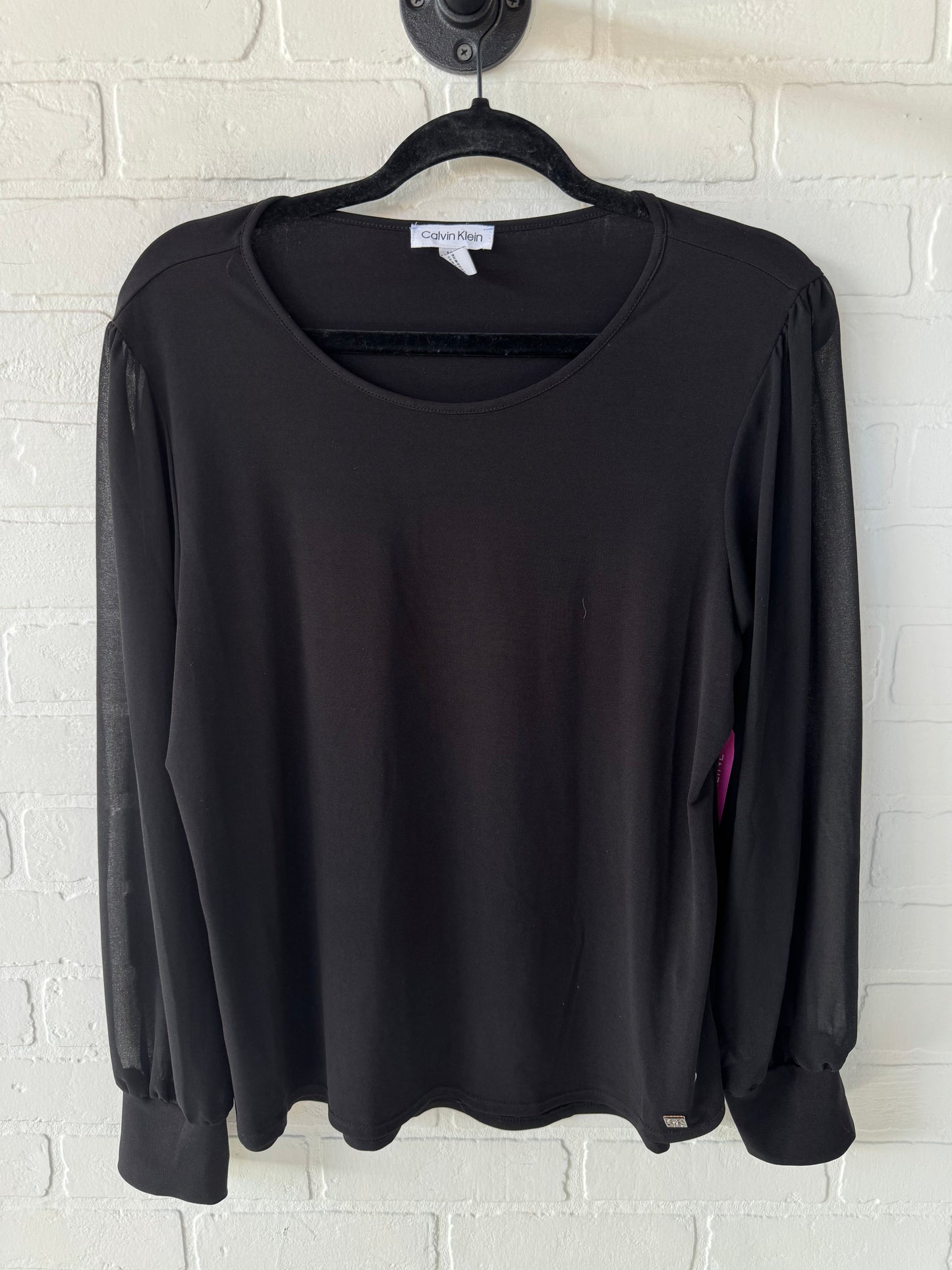 Top Long Sleeve By Calvin Klein In Black, Size: M