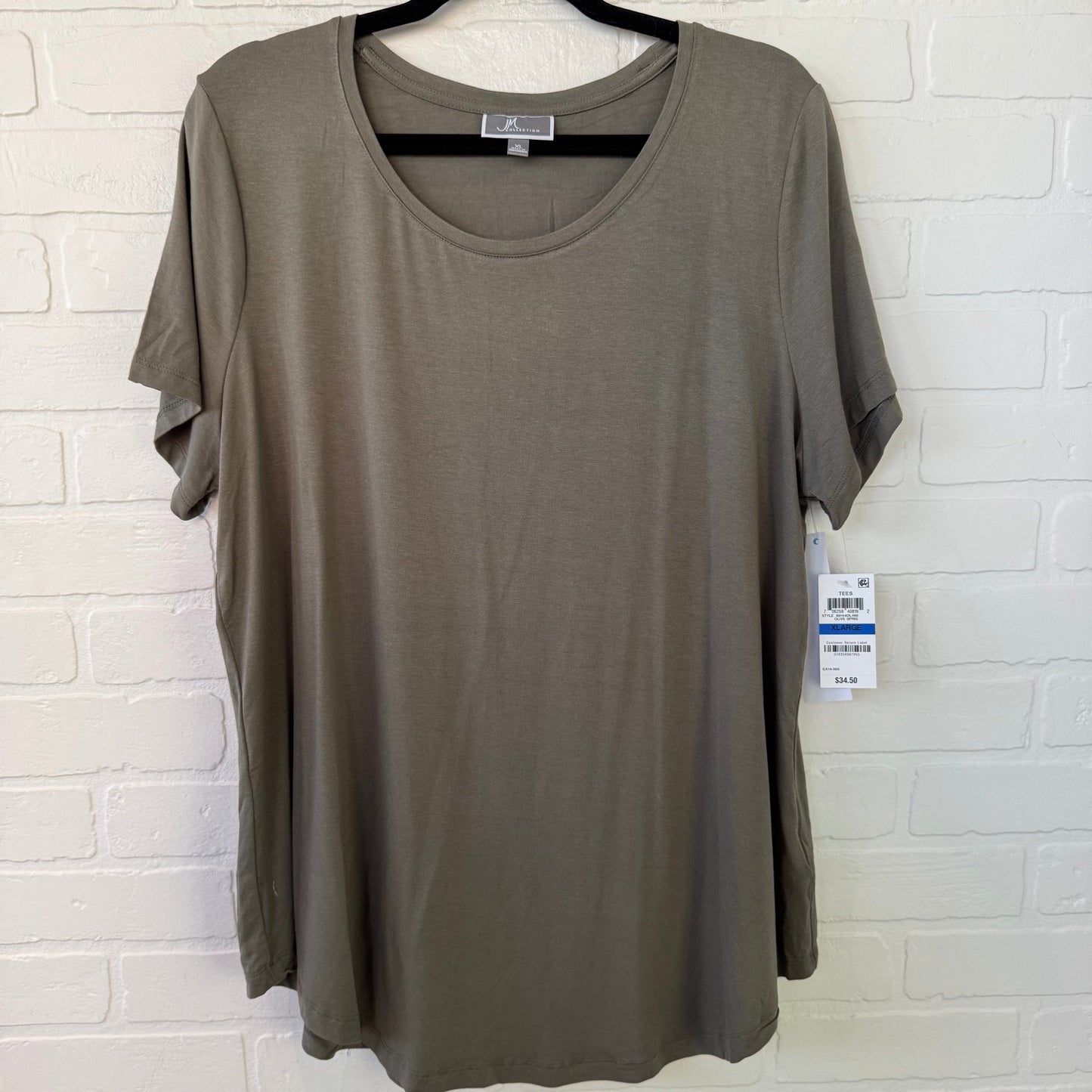 Top Short Sleeve Basic By Jm Collections In Green, Size: Xl